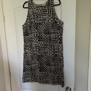 NWOT GARNET HILL Chic Black and TAN Patterned Dress SZ 12